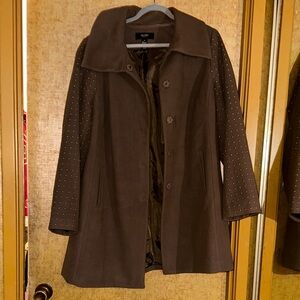 Alfani Brown Trench Coat with Studded Sleeves